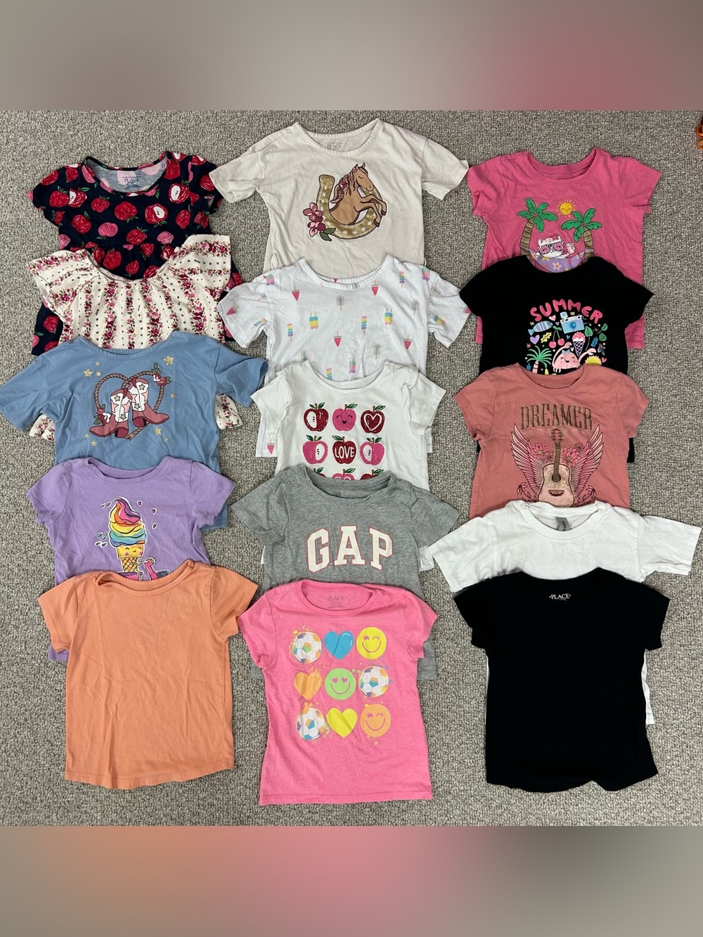 15 Piece Toddler Girl Size 4T Short-Sleeve T-Shirt Bundle